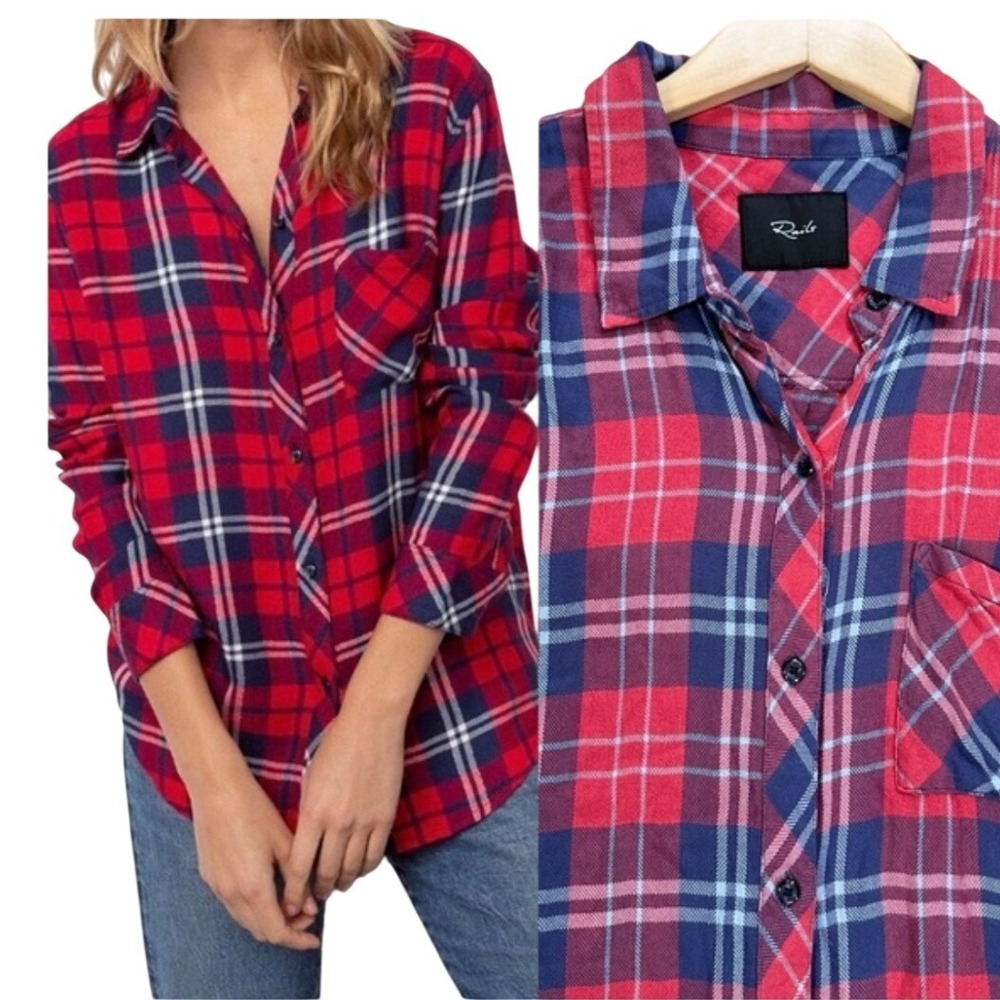 Rails Hunter Plaid Flannel Shirt Red‎ Navy White Women's Small